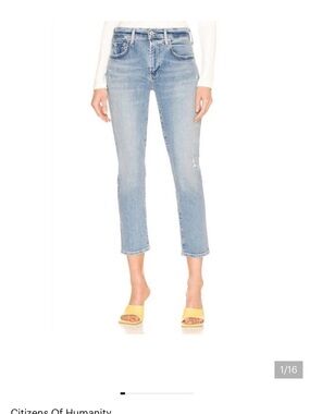 Citizens Of Humanity light blue cropped distressed jeans Ella